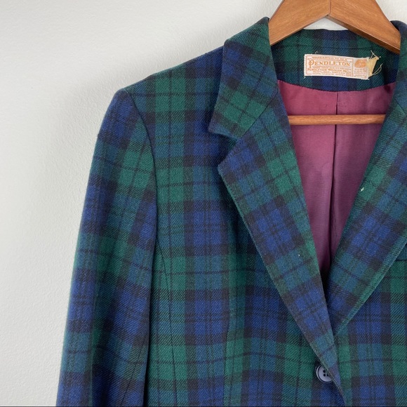 PENDLETON Vintage Plaid Blazer Skirt Suit Set C14 - Picture 4 of 16